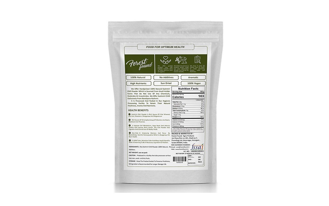 Forest Found Premium Kashmiri- Chili Powder   Pack  900 grams